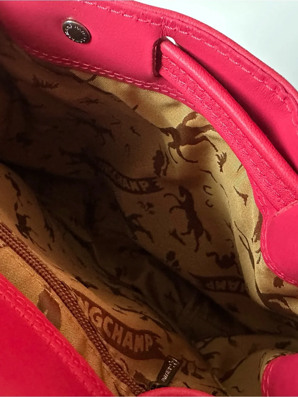🔥cute!!!🔥Longchamp Le Pliage Cuir XS Leather in pink red